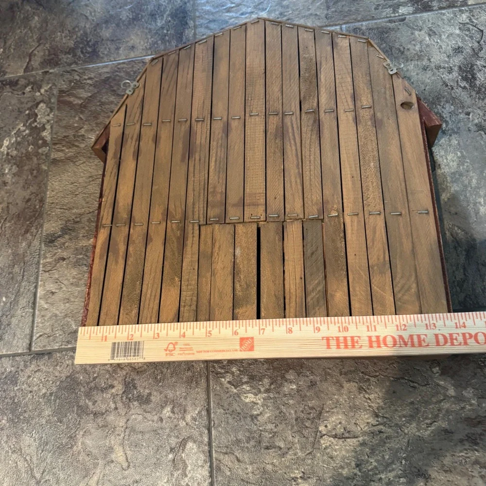Vintage Cottagecore Farmhouse Barn Wood Shadow Box Display Shelf with Miniatures